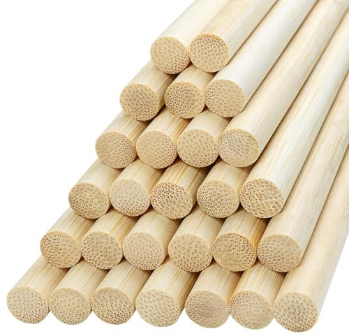 DOITEM 30 Pack Unfinished Natural Wood Dowel Rods Hardwood Sticks for Crafts and DIY (300mm x 10mm)