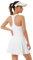 Bezioner Tenniskleid Damen Racerback Golfkleid mit Integriertem BH Shorts Taschen Reißverschluss Tennis Outfit Sportkleider Weiß M