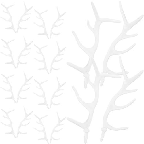 ABOOFAN 10 Paar Geweih aus Kunststoff weihnachtsdeko weihnachtbaumsdeko Geweihzweige Snowman Christbaumschmuck Rentier-Verzierungen Handdekor des Schneemanns Geweihe basteln Plastik Weiß