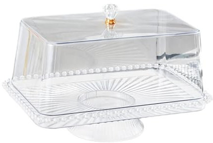 LOVIVER Stand per torta con coperchio Piatto di caramelle per piatto di caramella rotonda decorazione per la casa Snack di piatti di che serve, Base Chiara 42.5 Cm