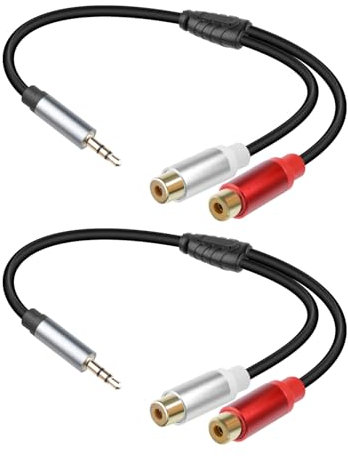 GELRHONR 2Pack Câble auxiliaire RCA vers 3,5 mm 1FT, 1/8 Femelle vers 2RCA Femelle Y Splitter Câble adaptateur audio stéréo pour smartphone, tablette, MP3, HDTV et plus (1 mâle à 2 femelles)