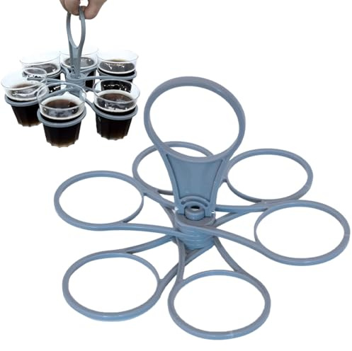 EIHI 1 Stück Getränketräger mit Griff, Becherhalter Festival, Getränkehalter Klappbar, Becherträger Kaffeeträger, Faltbarer Getränkehalter,Getränkehalter mit Griff, Grau
