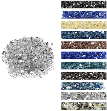 VEVOR Verre de Feu pour Braséro, 4,5 kg, Pierres en Verre pour Foyer à Gaz, 12,7 mm, Sans Fumée, Réfléchissante, Pierres Décoratives Résistantes, pour Cheminée à Gaz, Intérieur, Extérieur, Transparent