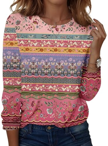 Chemise Femme Coton Chic Chemisiers Grande Taille Automne Pull | Manche Longue Scolaire Classique Imprimee Col Rond Tops Doux Chemisier