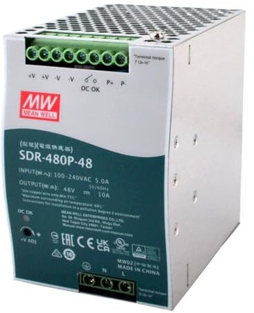 QTAZMJPB 1 Uds SDR-480P-48 48V 10A Carril DIN Industrial de Salida única con PFC y Fuente de alimentación conmutada en Paralelo
