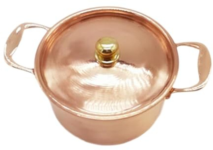 KESOTO Olla de Cobre con Tapa, Cacerola, Olla para Sopa para Cocinar en La Cocina del Hogar O en El Restaurante