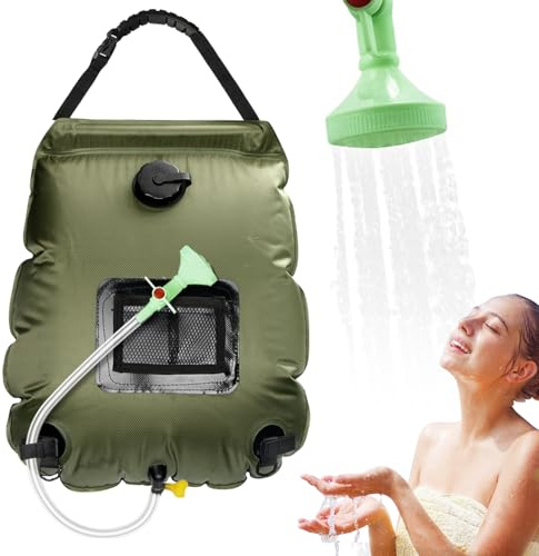 MIUUIPI 20L Outdoor Warmwasser Duschsack, Solar Dusche Tasche, Solarbetrieben Campingduschemit Temperatur Heißwasser, Camping Dusche Tasche mit Duschkopf für Wander Camping Outdoor