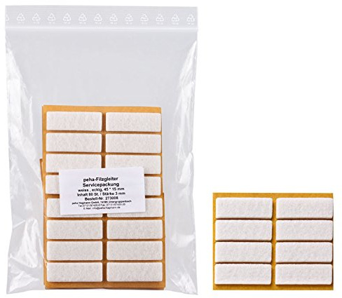 haggiy Filzgleiter selbstklebend 80 Stück - 3mm, weiß, 15x45mm | Möbelgleiter für Stühle, Tische und Möbel Kratzschutz und Bodenschutz, Parkettgleiter