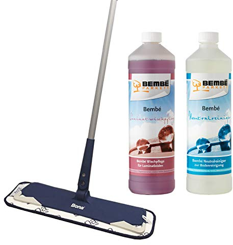 Bembé Erstpflege-Set für Laminatböden, Laminatwischpflege + Neutralreiniger + Wischer