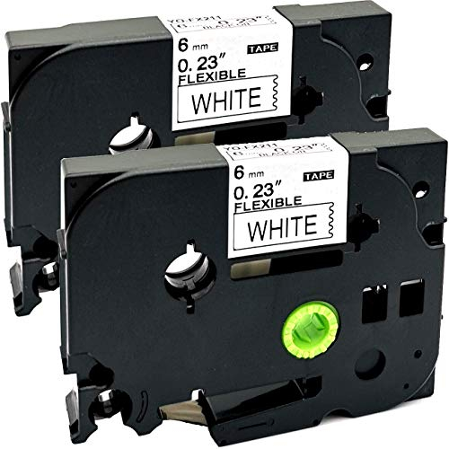 NEOUZA 2PK Compatible for Brother P-Touch Laminated TZe TZ Label Tape Cartridge 6mm x 8m (TZe-Fx211 Flexible ID Wire Cable Black on White)