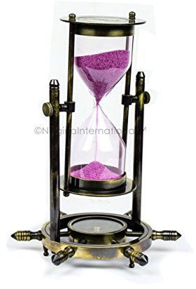 Antique Nautical Maritime Sand Timer | Sablier avec Boussole à Roues Fonctionnelle | Décoration Nautique | Nagina International