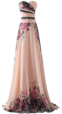 emmarcon Abito da Cerimonia Donna in Chiffon Damigella Vestito Lungo Elegante Floreale da Festa Party (50)