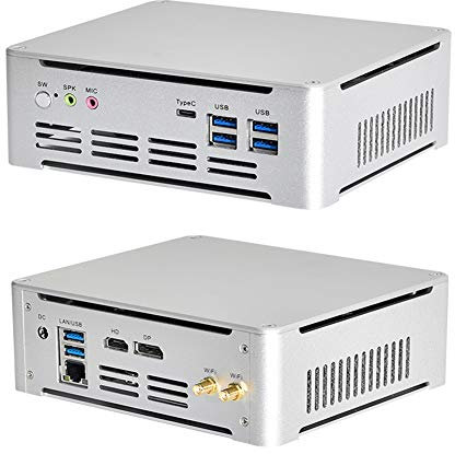 Partaker Mini PC Windows 10, Intel Core i5 7300HQ Processor,Supports DDR4 RAM/M.2 SSD/4K/DP/HD/Dual WiFi/Gagabit Ethernet/Fan/Type-C USB3.0(No Ram No Storage)