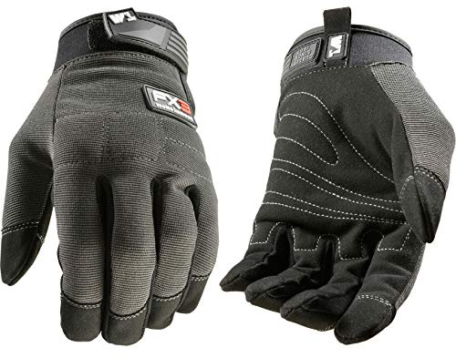 Wells Lamont Men's FX3 Extreme Dexterity Work Gloves – Padded, Ergonomic Work Gloves, Touchscreen Compatible – Heavy Duty Synthetic Leather with Reinforced Fingertips and Adjustable Fit – Gray - XXL