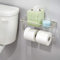 Greenfields Wall Mounted Double Toilet Paper Roll Holder Bathroom Organiser with Storage Shelf for Mobile Phones, Books etc