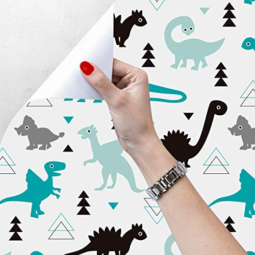 Taogift Papier peint autocollant à décoller et à coller Motif dinosaure pour chambre d'enfant 45 x 200 cm