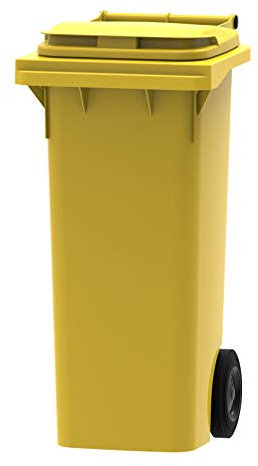 Office Needs Direct Yellow Wheelie Bin Polyethylene 80 Litre Wheeled Recycling Waste Bin