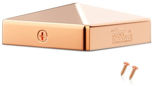 Robuste Pfostenkappe aus massivem Kupfer, 8,9 x 8,9 cm, für echte 8,9 x 8,9 cm Holzpfosten, korrosionsbeständige Zaunpfostenkappe mit 2 passenden verkupferten Schrauben, wetterfeste