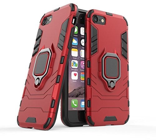 FanTing Case for Apple iPhone SE 2020, Rugged and shockproof,with mobile phone holder, Cover for Apple iPhone SE 2020-Red