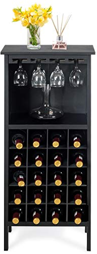 DREAMADE Portabottiglie di Vino Cantinetta per Vino in Legno Armadio Scaffale Porta Vino per casa Bar, 24,5 x 42 x 96 cm (Nero)