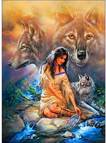 Yunden Diamond Painting DIY 5D Diamant Malerei Strasssteine Diamant Painting Kreuzstich Set Diamandhandwerk für Erwachsene Kinder Geburstag Weihnachten Als Geschenk Frau wölfe 30X40cm