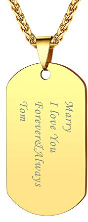 Bandmax Collar Placa militar personalizada para hombre Acero inoxidable/chapado en oro Dog Tag Collar, Dog Tag Personalizado con Texto/Foto (A - Dorado)
