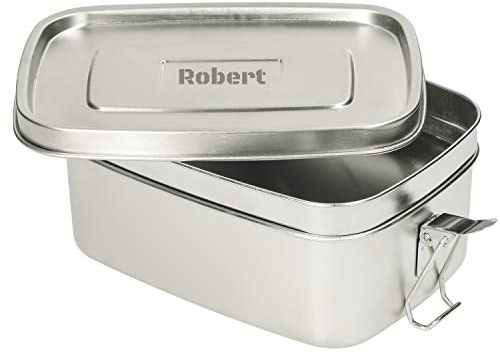 Uakeii Personalisierte Brotdose Edelstahl 1400 ml - Lunchbox für Kinder & Erwachsene inkl. Dichtungsring - BPA-freie Vesperbox mit zwei Fächern - Ideal für Schule, Büro und unterwegs