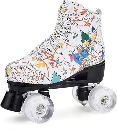 Classic Roller, Rollschuhe für Kinder, Jugendliche und Erwachsene,Die neuen Urban Rollschuhe,Vierrad-Skating, Zweireihige Größe, Erwachsene, Jugendliche, Schönes Muster (40)