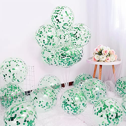 Unisun Konfetti Luftballons, 20 Stück Grün Pailletten Ballons Set 12 Zoll Latex Party Ballon für Geburtstag Hochzeit Baby Shower Jubiläum Feiern Partydekorationen