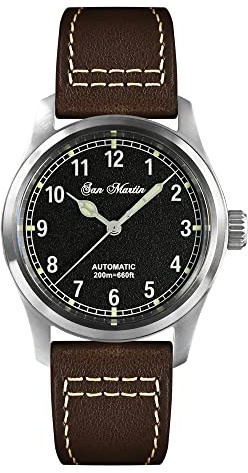 NC San Martin 37 mm Automatik Pilot Herrenuhren Saphirglas 20 ATM Militär Edelstahl Taucher Herren Armbanduhr (with Logo)
