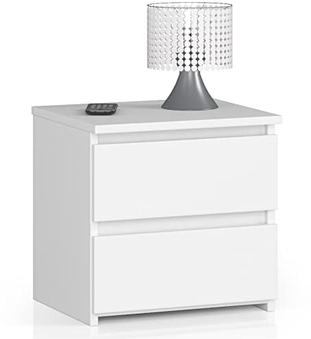 AKORD | Kommode Set 2 Schubladen Sideboard Mehrzweckschrank Schrank | Schreibtisch | ecktisch | Eck Schreibtisch für Home Office | Einfache Montage | 40x40x35 | Weiß