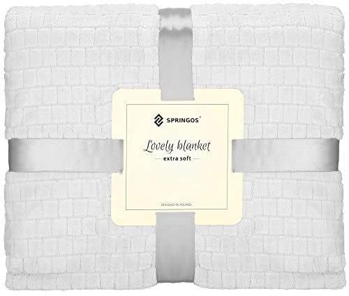 SPRINGOS Kuscheldecke 170 x 210 cm Wohndecke Tagesdecke Überwurf Textur Waffelmuster Plaid