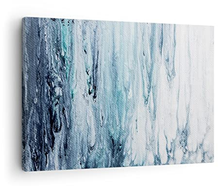 Bilder auf Leinwand Abstraktion Prellung Blau Leinwandbild 70x50cm Wandbilder Dekoration Wohnzimmer Schlafzimmer Küche Deko Klein Wanddeko Bild Wand Kunstdruck Art Wall Decor Canvas AA70x50-4380