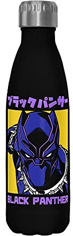 Marvel Classic Black Panther Kanji 17 oz Stainless Steel Water Bottle, 17 Ounce, Multicolored