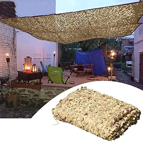 Earnmore Red de Camuflaje Militar, Toldos Terraza 6x4m, Red de Camuflaje Beige, Utilizada para Aire Libre, Cazar, Acampar, Pérgola, Sombrilla, Red de Sombra Liviana y Durad(Size:4X6M/13X19.7FT)