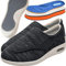 Diabetic Shoes for Men with Swollen Feet Women Adjustable Edema Comfy Sandal Shoes for Arthritis Feet Extra Wide Walking Memory Foam Slippers Closed Toe Easy On/Off,Black Grey,45 EU