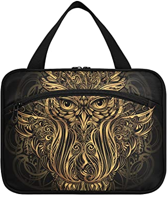 Reise-Kulturbeutel, Maskottchen Eule Boho große Kulturtasche Make-up-Organizer für Frauen Damen Kosmetiktasche mit Haken zum Aufhängen, A368, 27.5x20.5x14cm, Kulturbeutel