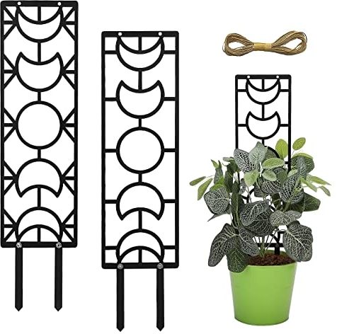 2er-Pack Mondphasen-Spalier Indoor-Kletterpflanzen-Spalier 19 Zoll kleines Metall-Gartenpflanzen-Spalier for Topfpflanzen Zimmerpflanzen Stützpfahl Eisendraht-Spalier for Reben Rosen / 70