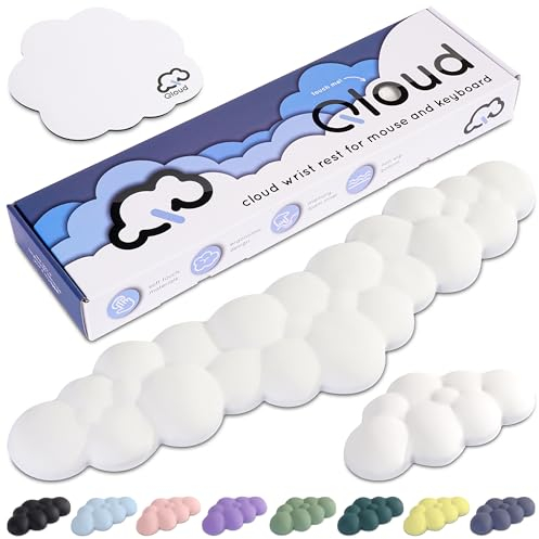 Qloud Cloud Wrist Rest Keyboard – Cloud Palm Rest Keyboard Rest – Desk Cloud Wrist Pad – Keyboard Wrist Rest for Computer Keyboard Gaming Wrist Rest - Cloud Arm Rest Keyboard Wrist Pad - White