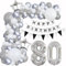Luftballons Girlande 80 Geburtstag Deko Frauen Mann Luftballons Silber grau Weiß deko 80. Geburtstag Frau Männer 80 Jahre Geburtstagdeko Silber Happy 80 Birthday Girlande Ballons Deko Weiß silber