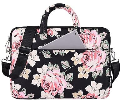 Hixingo Laptop Sleeve Case 13 14 15 inch, Waterproof Durable Floral Pattern Laptop Computer Bag Cover with Handle for Men and Women Easy To Clean for Laptops Protective Cover (15 inch,Black 3)