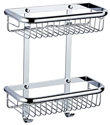 Badaufbewahrung, 2-stufiges Badregal, Kupfer, glänzend verchromt, Badezimmer-Duschregal, Badezimmer-Regal, Badezimmer-Korbhalter, Halter, Regale, Lagerregal