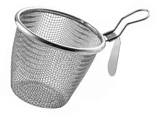 Cesta para Freidora Redonda de Acero Inoxidable con Asa para Patatas Fritas, Aros de Cebolla, Pasta de Pollo