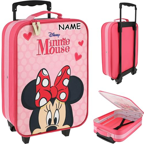 alles-meine.de GmbH Kinder - Reiseartikel & Taschen - Verschiedene Artikel frei wählbar - großer - Kinder Trolley - Minnie Maus - inkl. Name - wasserabweisend & beschichtet - für..