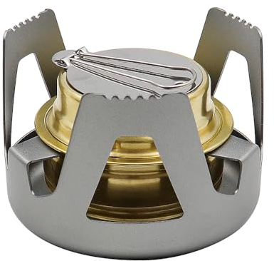 Tiardey Outdoor-Mini-Spirituosenbrenner, ultraleichter tragbarer Alkoholkocher für Rucksackreisen, Wandern, Outdoor-Campingkocher zum Grillen, Kochen (grau)