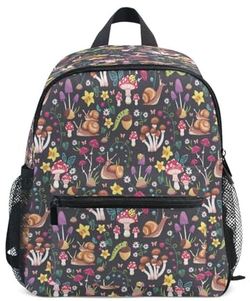 HMZXZ Kinder Kleinkind Mini Rucksack für Jungen Mädchen Frühling Pilze Schnecken Kinder- Rucksäcke Butterflies Marienkäfer Schule Tasche S