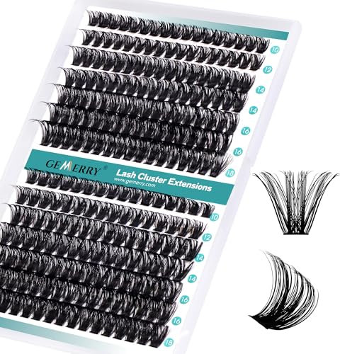 GEMERRY Ciglia Finte 80D/100D Cluster Volume Russo 10-18mm mix 0.07 mm D Curl Fai Da Te a Casa per Principianti Individuali Professional Ciglia Finte Extension(80D+100D-0.07D-10-18mm)