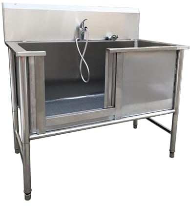 100/120 cm große Hundewaschstation für kleine Hunde, Fellpflege, Badewanne, professionelle Haustierwaschstation, Badewanne für Zuhause, mit Schiebetür, Wasserhahn(120cm/47.2in)
