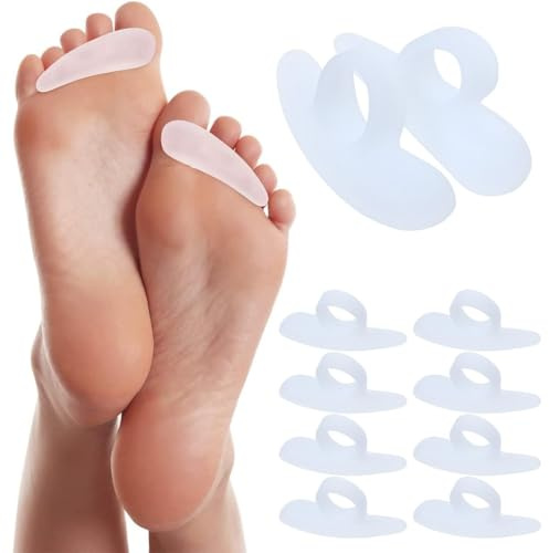 4 paia cuscinetti in gel per dita a martello, dita a martello correttore, raddrizza dita dei piedi, allineatori e piastre per dita curve,anello per alluce valgo