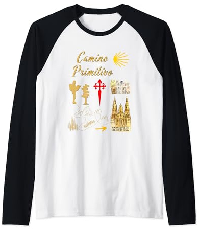 Camino Primitivo Symboles de Saint Jacques de Compostelle Femme Manche Raglan